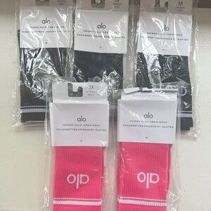 ALO Black and Pink Socks 5 pairs w/ Cushioned Sole and Breathable Fabric